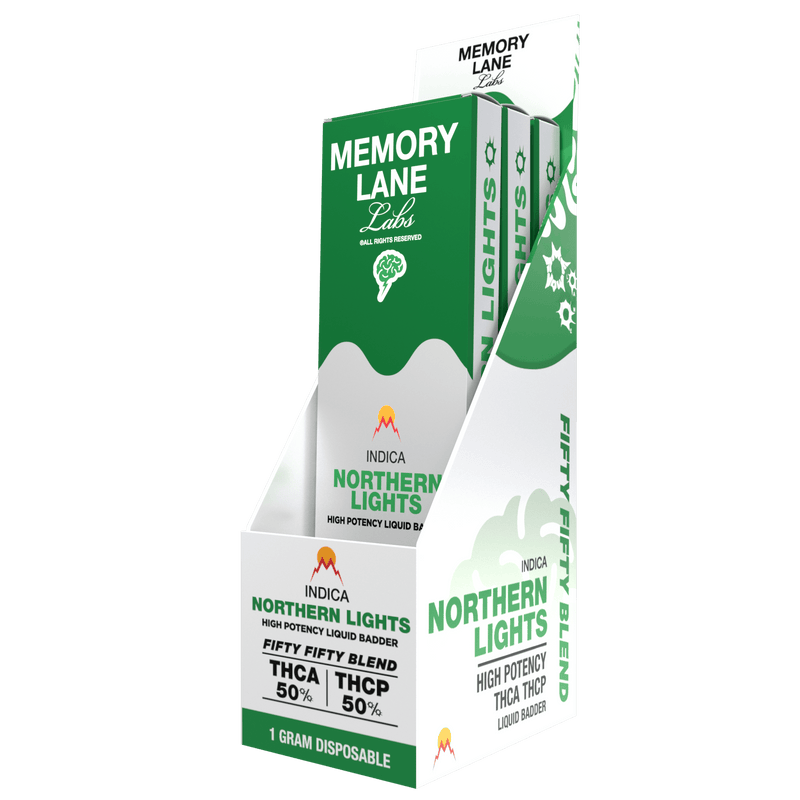 Memory Lane 50/50 THCA + THCP 1g Disposable - Northern Lights - 5ct Display - Bandit Distribution