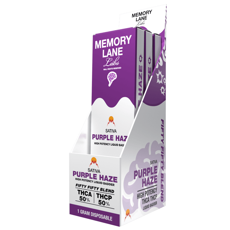 Memory Lane 50/50 THCA + THCP 1g Disposable - Purple Haze - 5ct Display - Bandit Distribution
