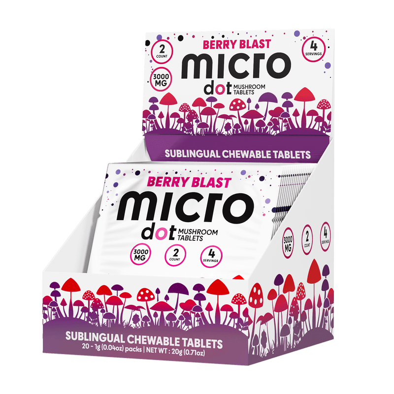 Micro Dot Magic Mushroom Tablets - 2ct Packs - 20 Pack Display - Berry Blast - Bandit Distribution