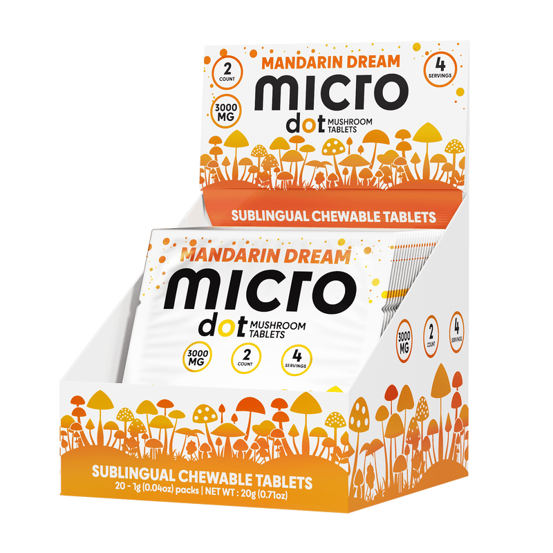 Micro Dot Magic Mushroom Tablets - 2ct Packs - 20 Pack Display - Mandarin Dream - Bandit Distribution