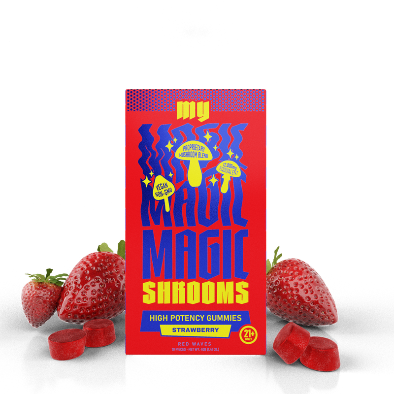 My Magic Shrooms High Potency Gummies - Red Waves - Strawberry - 10ct - Bandit Distribution