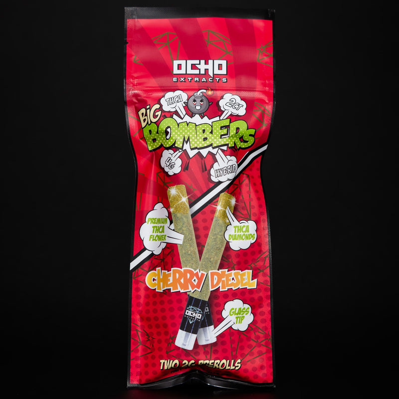 Ocho Extracts BIG Bombers 2g Thca Diamond Infused Pre Rolls - 2pk - Cherry Diesel - Hemp Wholesaler