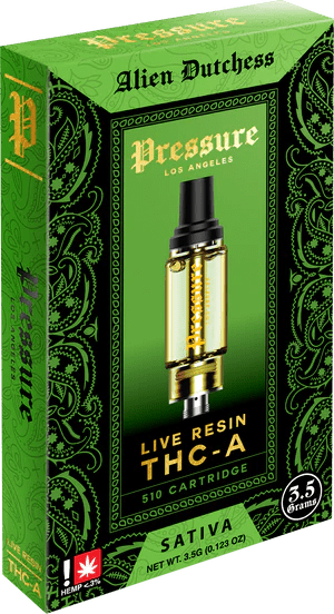 Pressure 3.5g Live resin THCA Cartridge - Alien Dutchess - Bandit Distribution