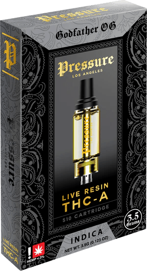 Pressure 3.5g Live resin THCA Cartridge - Godfather - Bandit Distribution