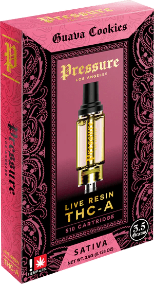 Pressure 3.5g Live resin THCA Cartridge - Guava Cookies - Bandit Distribution