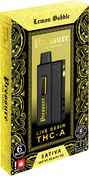 Pressure 6g Live Resin THC-A Disposable - Lemon Bubble - Bandit Distribution