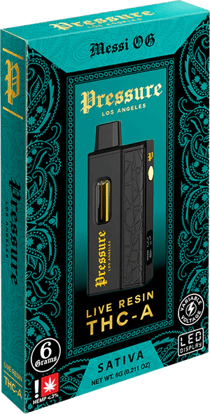 Pressure 6g Live Resin THC-A Disposable - Messi OG - Bandit Distribution
