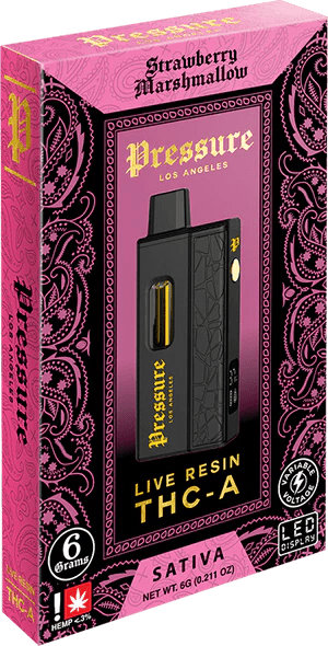 Pressure 6g Live Resin THC-A Disposable - Strawberry Marshmellow - Bandit Distribution