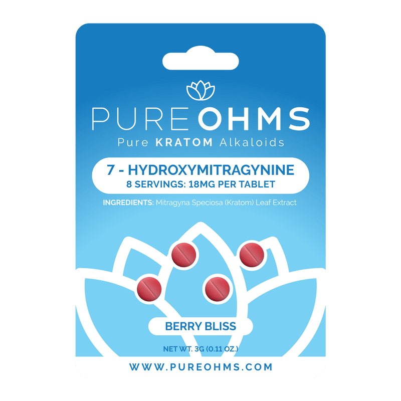 Pure Ohms 7 - Hydroxy Tabs 18mg - 4pk - 10ct Display - Berry Bliss - Bandit Distribution
