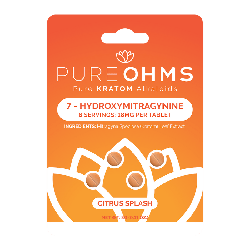 Pure Ohms 7 - Hydroxy Tabs 18mg - 4pk - 10ct Display - Citrus Splash - Bandit Distribution