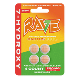 Rave Kratom 7 - Hydroxy - 50mg Tabs - 4ct Pack - Cactus Cooler - 10ct Display Box - Bandit Distribution