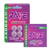 Rave Kratom 7 - Hydroxy - 50mg Tabs - 4ct Pack - Sour Grape - 10ct Display Box - Bandit Distribution