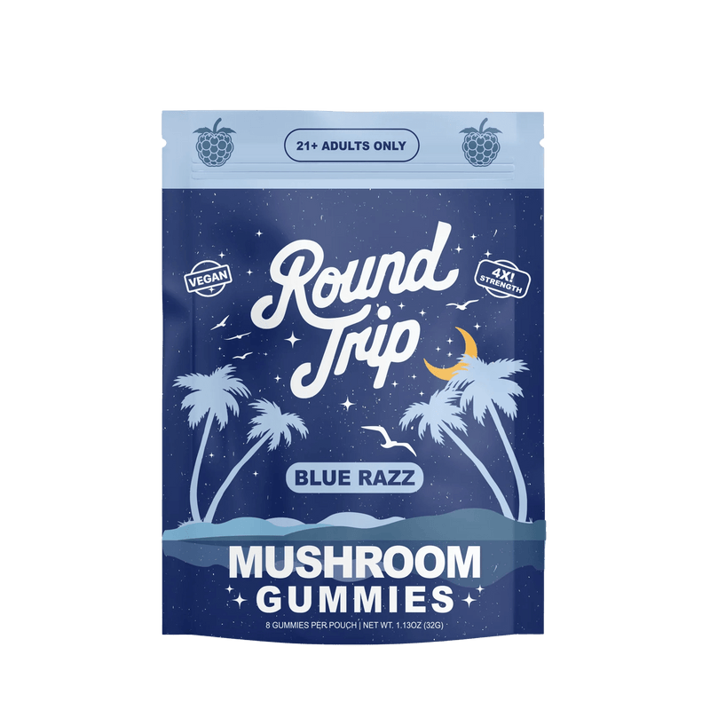 Round Trip 4x Mushroom Gummies - Blue Razz - 8pk - Bandit Distribution