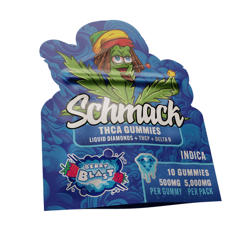 Schmack 10ct THCA Gummies - Liquid Diamonds - Thcp - D9 - 5000mg - Berry Blast - Bandit Distribution