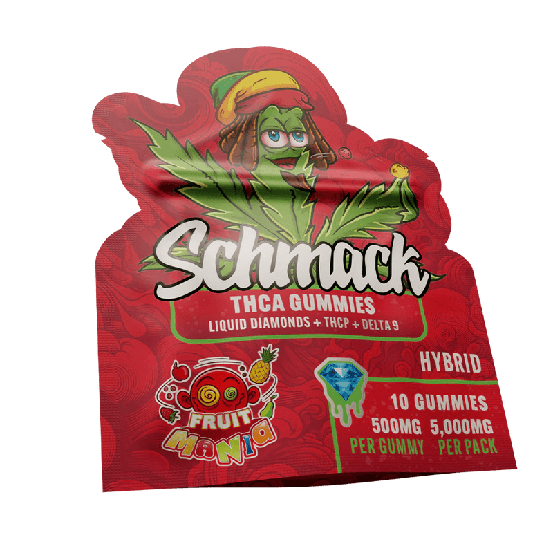 Schmack 10ct THCA Gummies - Liquid Diamonds - Thcp - D9 - 5000mg - Fruit Mania - Bandit Distribution