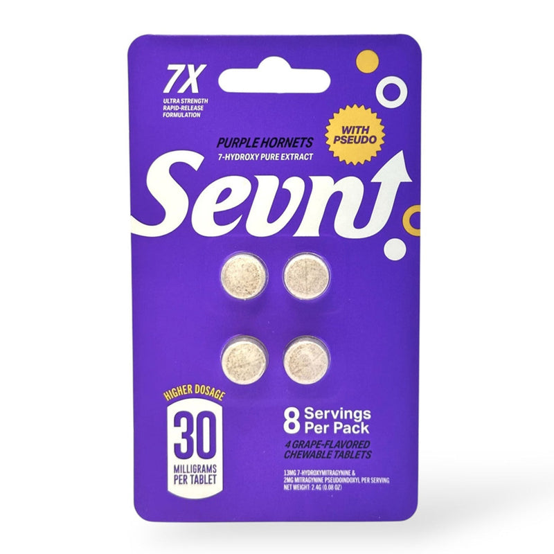 Sevn - 7 - Hydroxy with Pseudo Tablets 4ct - Purple Hornets - Grape - 120mg - Bandit Distribution