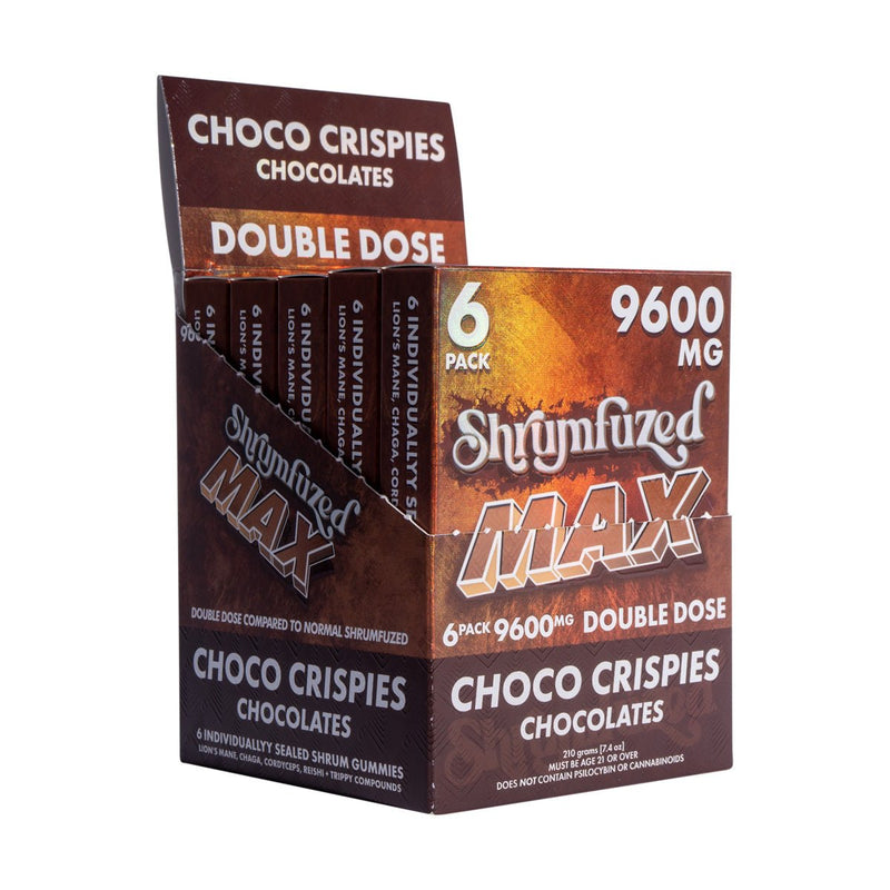 Shrumfuzed MAX 2pc Chocolate Mushroom Gummies - Choco Crispies - 10 Pack Display - Bandit Distribution