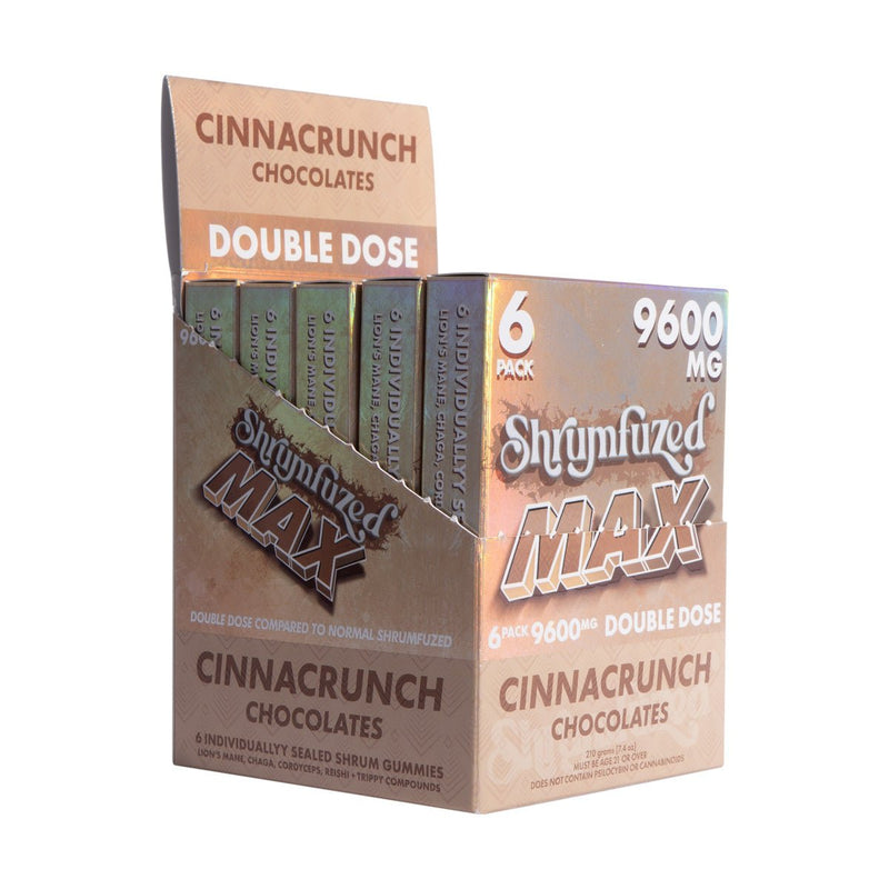 Shrumfuzed MAX 2pc Chocolate Mushroom Gummies - Cinnacrunch - 10 Pack Display - Bandit Distribution