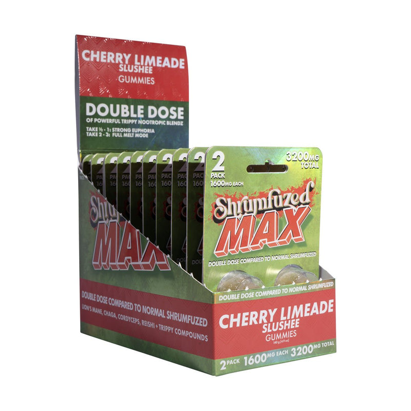 Shrumfuzed MAX 2pc Mushroom Gummies - Cherry Limeade - 10 Pack Display - Bandit Distribution