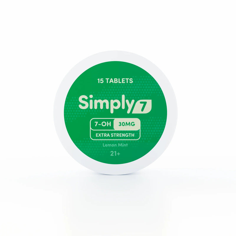 Simply7 - 7 - OH Tablets Tins - 15ct - 30mg - 6pk Display - Lemon Lime Extra Strength - Bandit Distribution