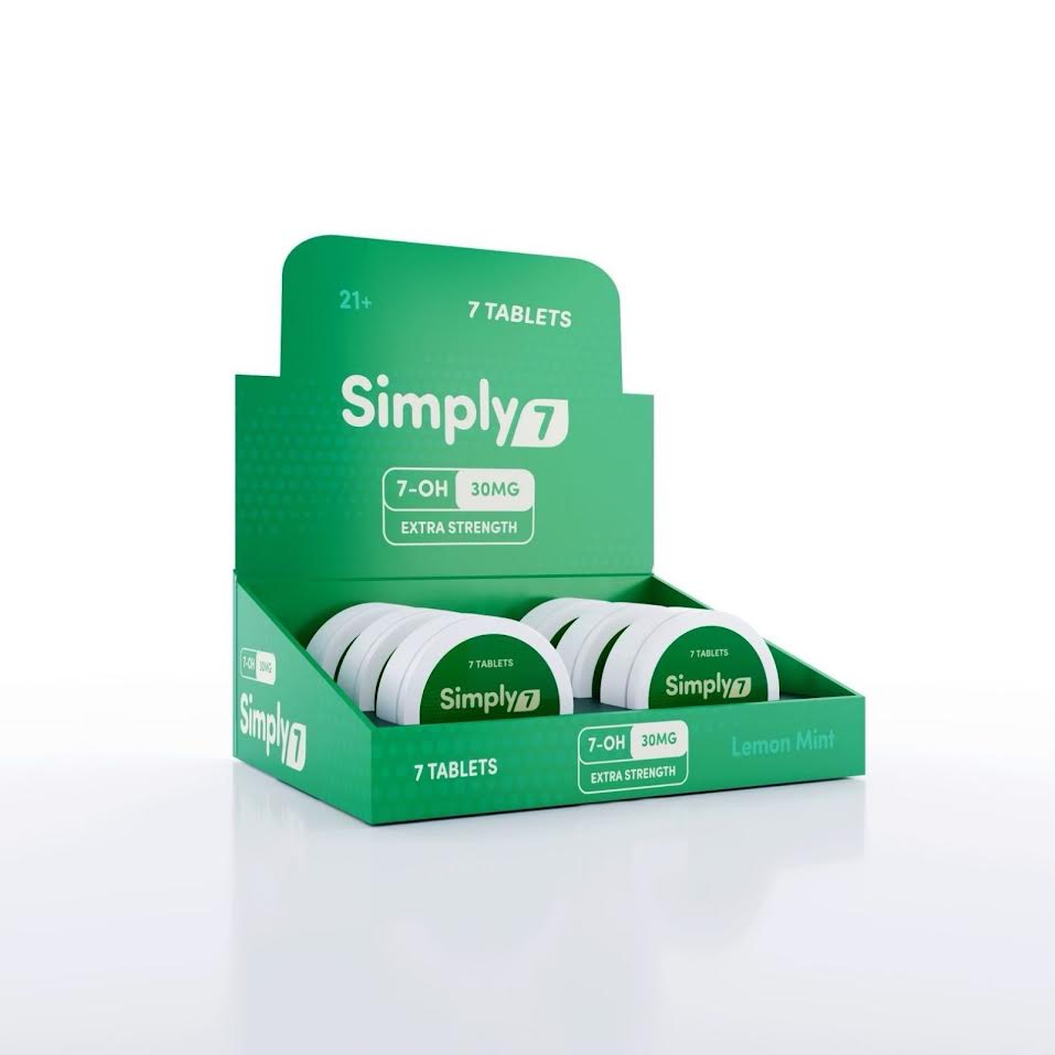 Simply7 - 7-OH Tablets Tins - 15ct - 30mg - 6pk Display - Lemon Lime Extra Strength