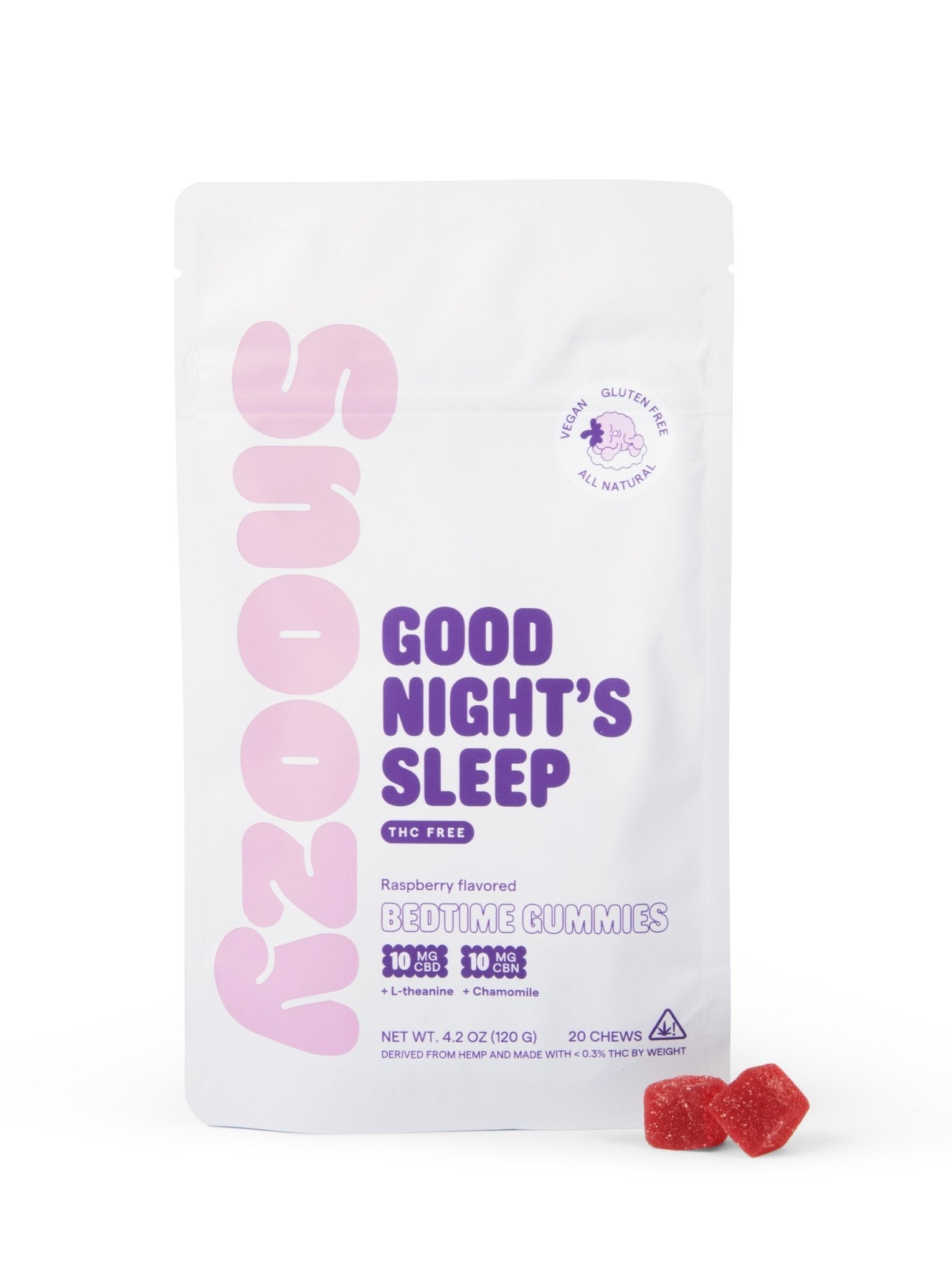 Snoozy Good Night's Sleep: THC-Free Bedtime Gummies (20ct