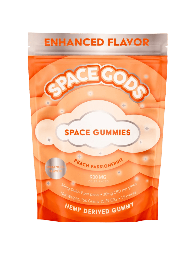 Space God Mega Dose THC+CBD Gummies - 900mg - Peach Passionfruit 15pc - Bandit Distribution