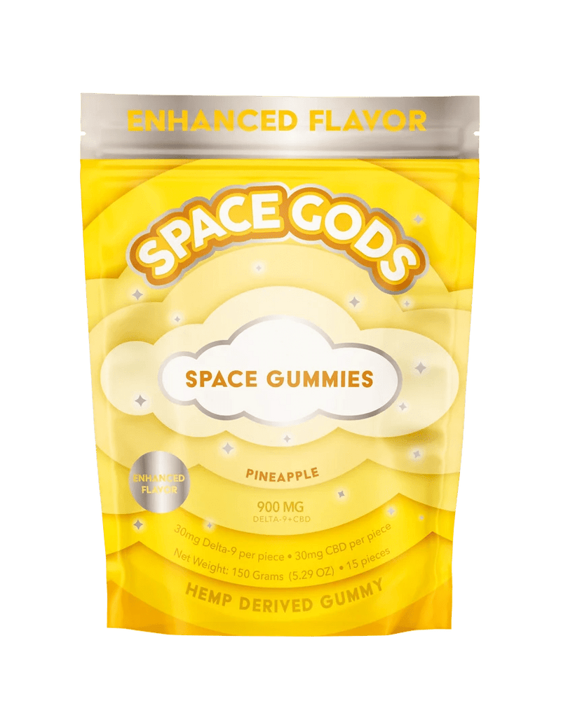 Space God Mega Dose THC+CBD Gummies - 900mg - Pineapple 15pc - Bandit Distribution