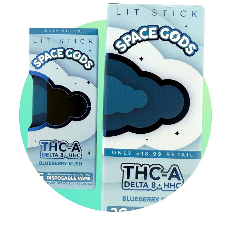 Space Gods Lit Stick 2g Disposable - Thca/D8/Hhc - Blueberry Kush - Bandit Distribution