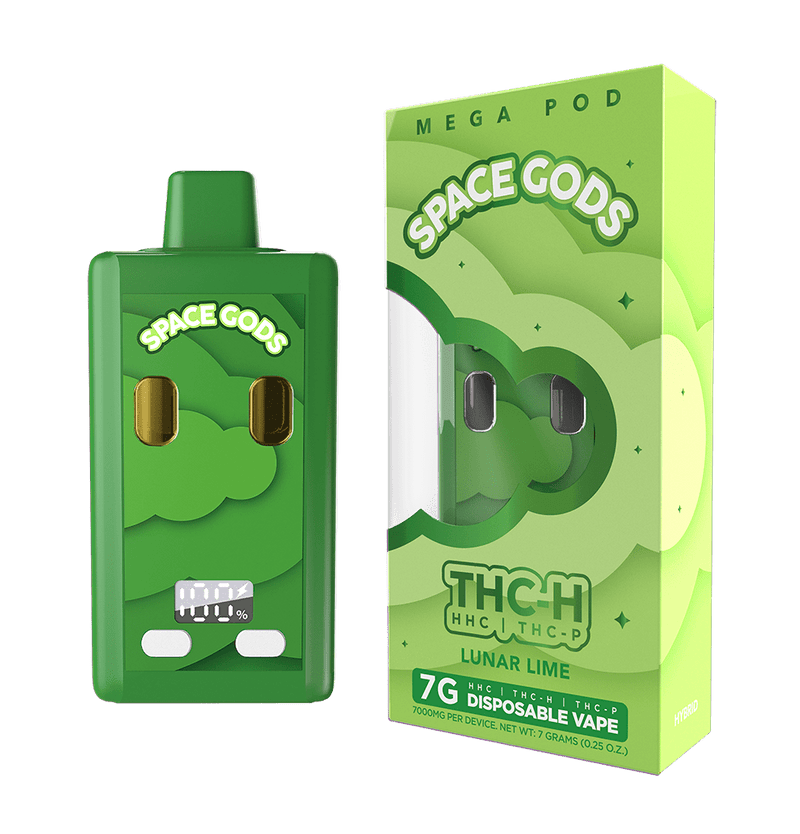 Space Gods Mega Pod - 7g Disposables - THCh/HHc/THCp - Lunar Lime - Bandit Distribution