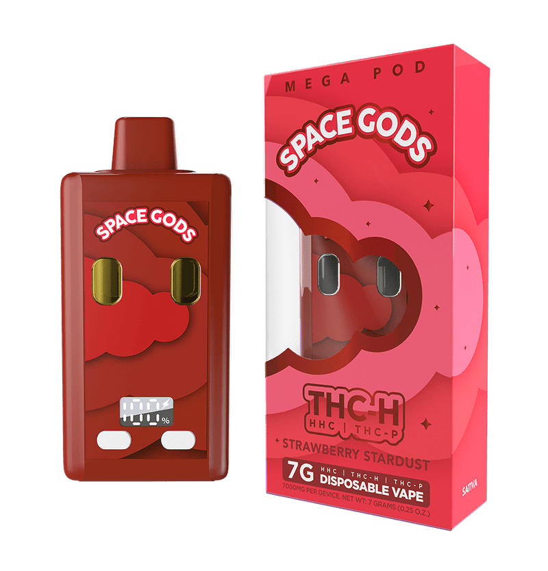 Space Gods Mega Pod - 7g Disposables - THCh/HHc/THCp - Strawberry Stardust - Bandit Distribution
