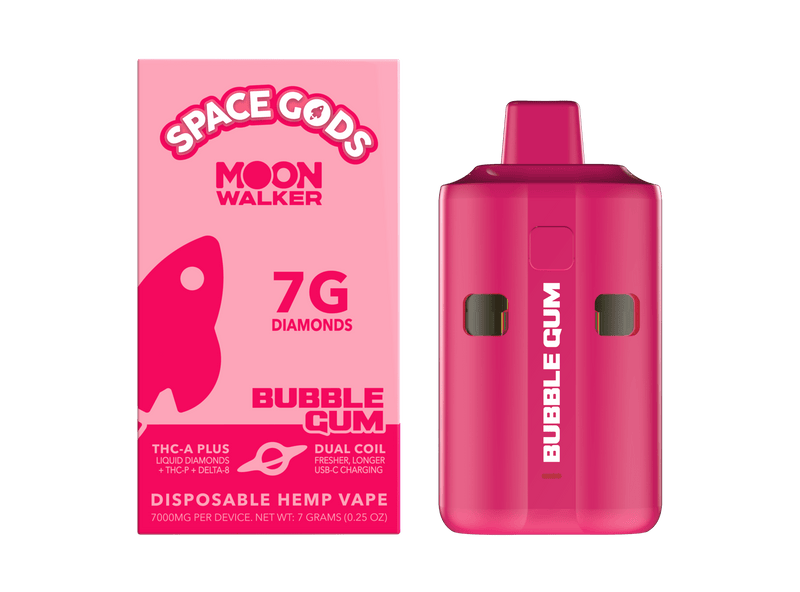 Space Gods Moon Walker 7g Disposables - Thca Liquid Diamonds+THCp+D8 - Bubble Gum - Bandit Distribution
