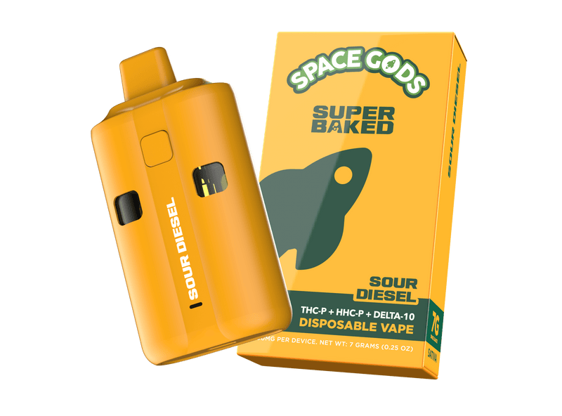 Space Gods Super Baked 7g Thcp+HHCp+D10 Disposables - Sour Diesel - Bandit Distribution