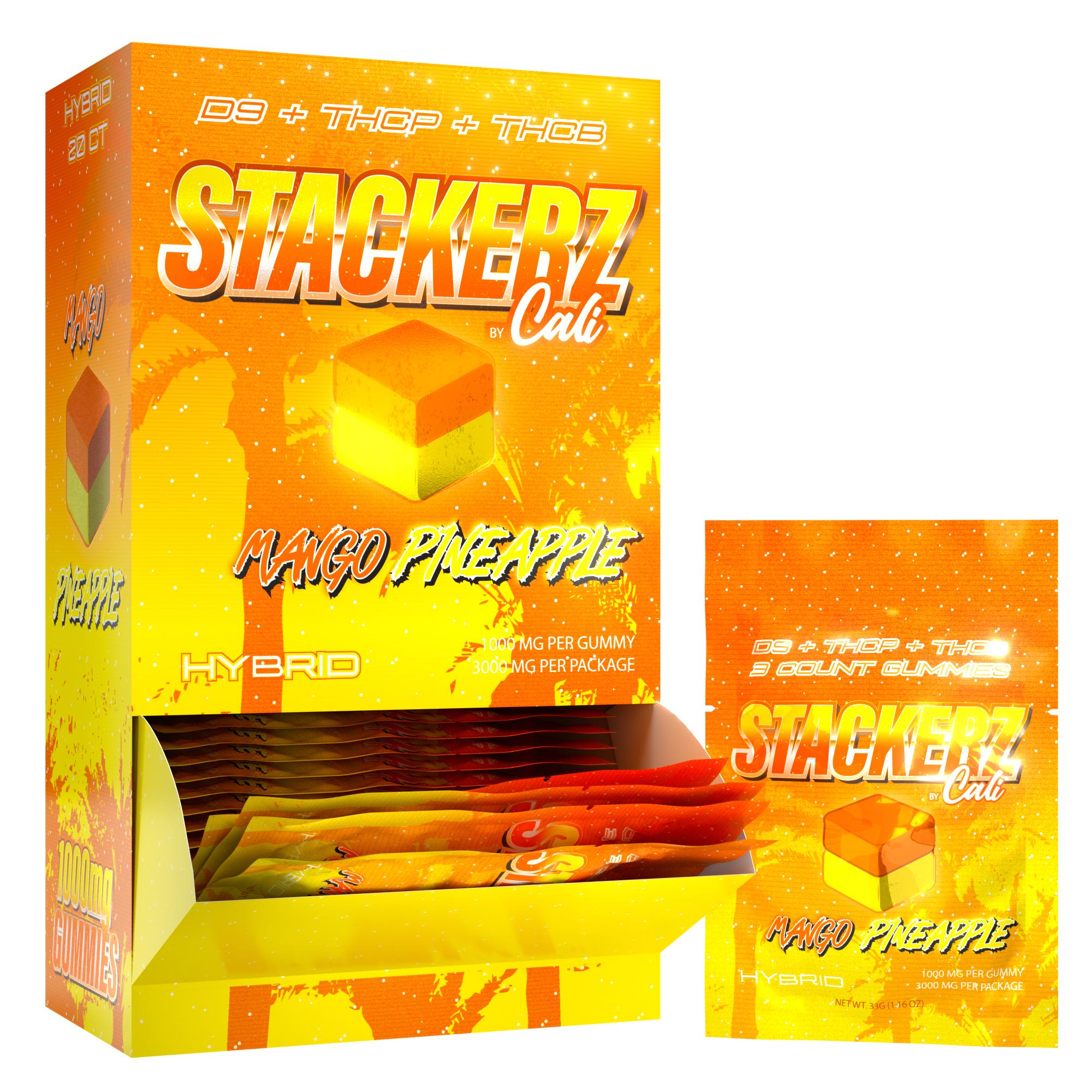 Stackers by Cali - D9+THCP+THCB - 3ct Pouch - 20 Pack Display - Mango Bandit Distribution Stackers by Cali - D9+THCP+THCB - 3ct Pouch - 20 Pack Display - Mango Bandit Distribution