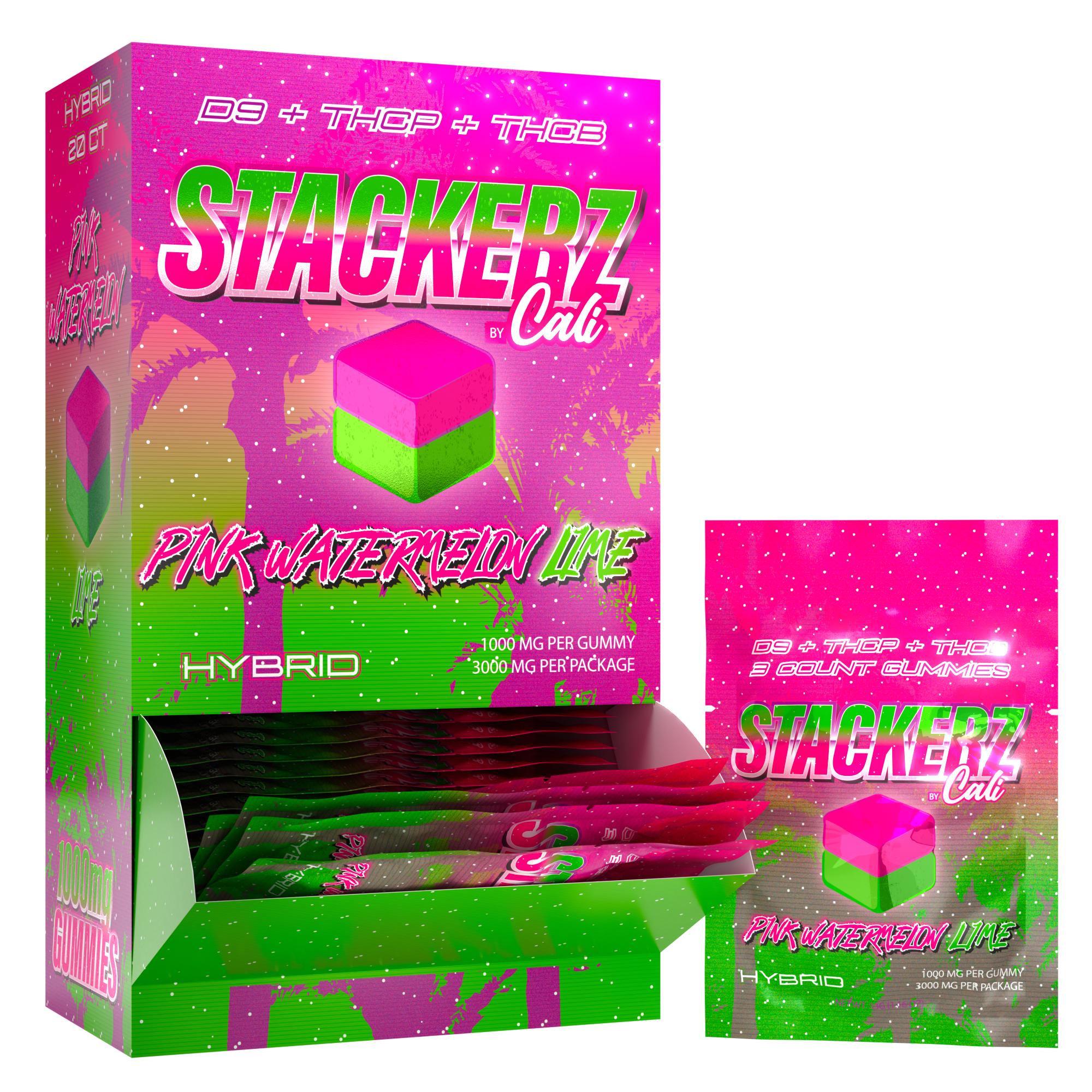 Stackers by Cali - D9+THCP+THCB - 3ct Pouch - 20 Pack Display - Pink W   Bandit Distribution