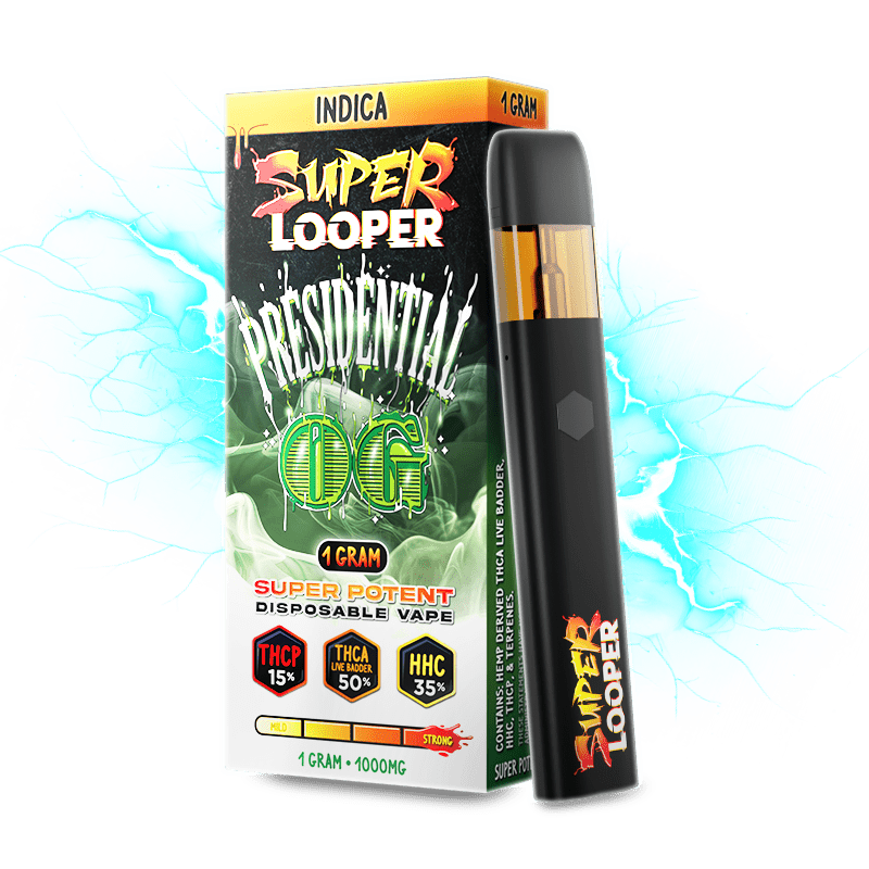Super Looper THCA-THCP-HHC Super Potent 1g Disposables - Presidential OG - Bandit Distribution