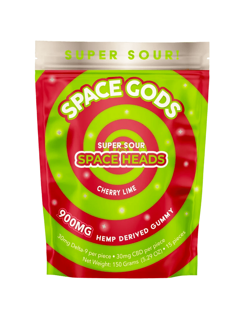 Super Sour Space Heads THC+CBD Gummies - 900mg - Cherry Lime 15pc - Bandit Distribution