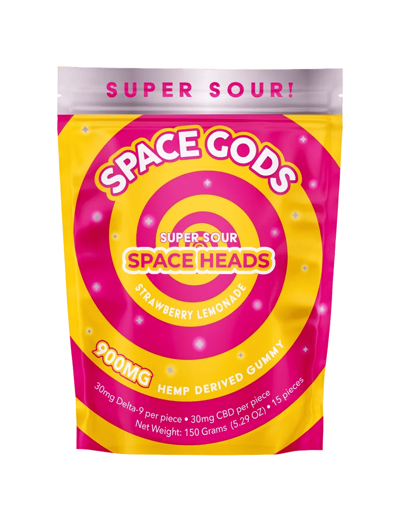 Super Sour Space Heads THC+CBD Gummies - 900mg - Strawberry Lemonade 15pc - Bandit Distribution