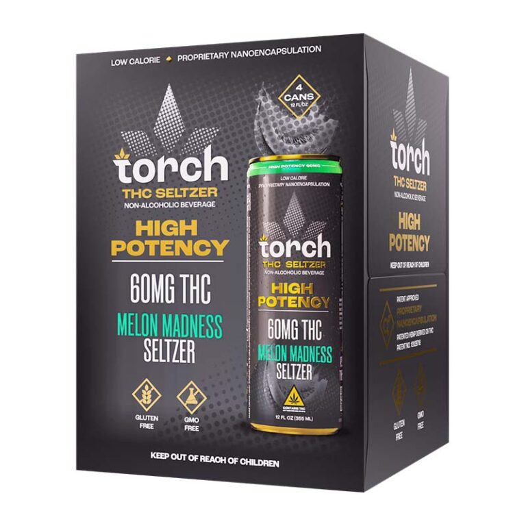 Torch High Potency D9 Thc Seltzers 60mg Per Can - 4pk - Melon Madness