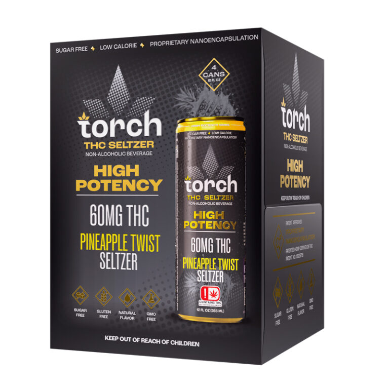 Torch High Potency D9 Thc Seltzers 60mg Per Can - 4pk - Pineapple Twist