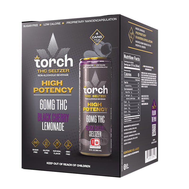 Torch High Potency D9 Thc Seltzers 60mg Per Can - 4pk - Black Cherry Lemonade - Bandit Distribution