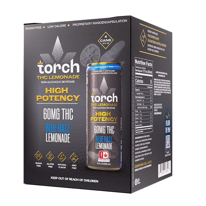 Torch High Potency D9 Thc Seltzers 60mg Per Can - 4pk - Blue Razz Lemonade - Bandit Distribution