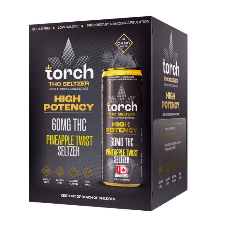 Torch High Potency D9 Thc Seltzers 60mg Per Can - 4pk - Pineapple Twist - Bandit Distribution