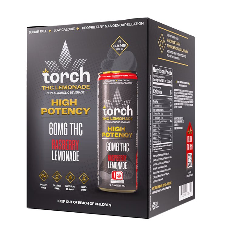 Torch High Potency D9 Thc Seltzers 60mg Per Can - 4pk - Raspberry Lemonade - Bandit Distribution