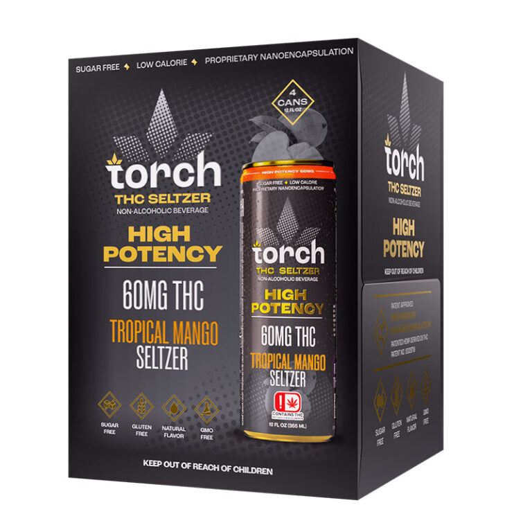 Torch High Potency D9 Thc Seltzers 60mg Per Can - 4pk - Tropical Mango