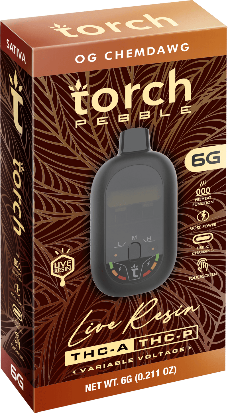 Torch Pebble 6g Live Resin THCA/THCP Disposable - OG Chemdawg - Bandit Distribution