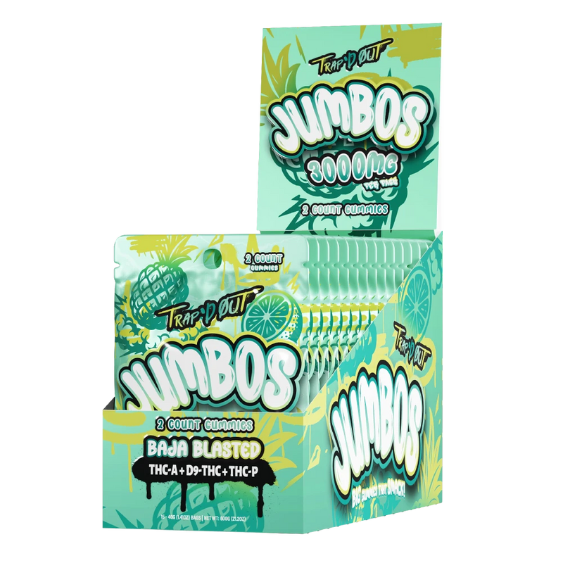 Trap'D Out JUMBO'S 2ct Gummies - 15ct Display - Baja Blasted - Bandit Distribution