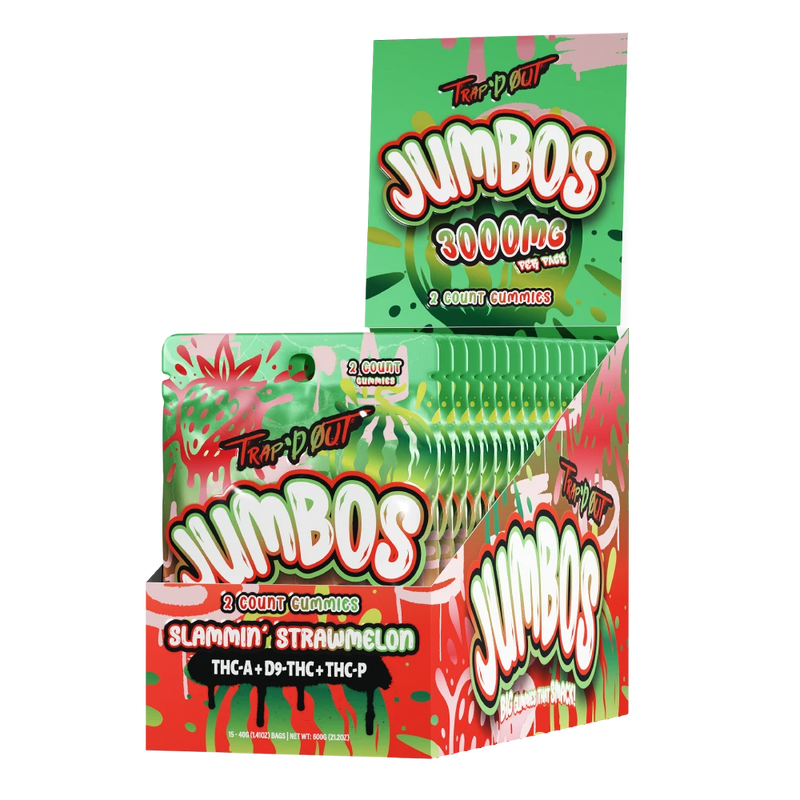 Trap'D Out JUMBO'S 2ct Gummies - 15ct Display - Slammin Watermelon - Bandit Distribution