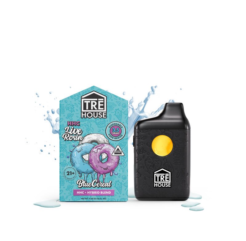 how to use tre house disposable vape Tre House Blue Cereal Hybrid Live Rosin HHC Vape Pen – Bandit Distribution