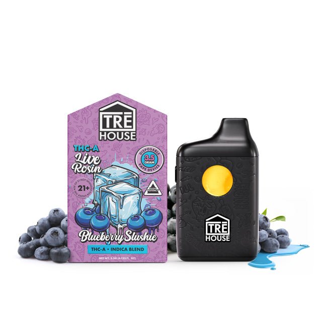 Tre House Blueberry Slushie Indica Live Rosin THCA Vape Pen – Bandit  Distribution